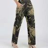 Lily | Gray & Beige Abstract Pocket Straight-Leg Pants - Women