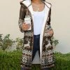 Lily | Brown & White Fair Isle Hooded Coat - Plus