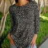Lily | Black & White Leopard Crewneck Long-Sleeve Tunic - Women