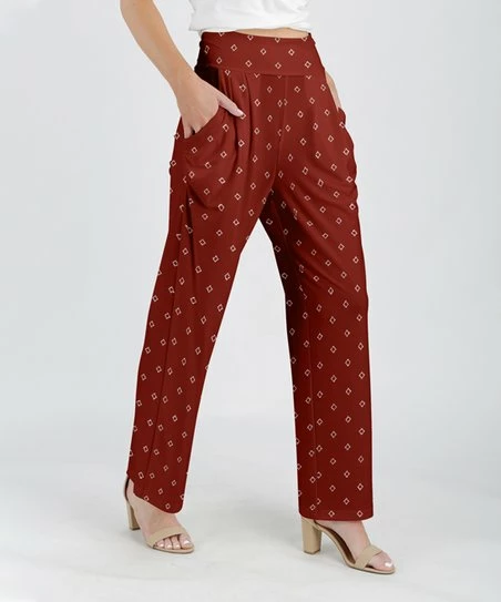 Lily | Red & White Diamond Pocket Wide-Leg Pants - Plus 1 Lily | Red & White Diamond Pocket Wide-Leg Pants - Plus