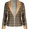 Lily | Beige Houndstooth Notch-Lapel Blazer - Women