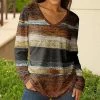 Lily | Brown & Black Stripe V-Neck Long-Sleeve Tunic - Plus