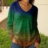 Lily | Blue & Green Ombré V-Neck Long-Sleeve Tunic - Women