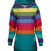 Lily | Teal & Purple Stripe Longline Pocket Hoodie - Plus