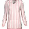 Lily | Pink & White Stripe Kangaroo-Pocket Hoodie - Women