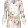 Lily | White & Pink Floral Kangaroo-Pocket Hoodie - Women & Plus