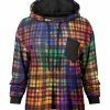 Lily | Black & Gold Abstract Plaid Chest-Pocket Hoodie - Women