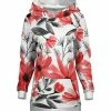 Lily | White & Pink Floral Longline Pocket Hoodie - Women