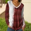 Lily | White & Red Plaid Snowflakes V-Neck Tunic - Plus
