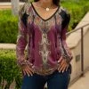 Lily | Pink & Black Arabesque Long-Sleeve V-Neck Tunic - Women