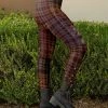 Lily | Brown & Blue Plaid Button-Accent Leggings - Women