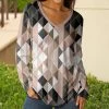 Lily | Beige & Gray Geometric V-Neck Long-Sleeve Tunic - Women