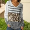 Lily | White & Gray Leopard & Stripe V-Neck Long-Sleeve Tunic - Women & Plus