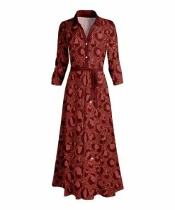 Lily | Red Leopard Tie-Waist Shirt Dress - Women