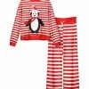 Lily | Red & White Stripe Penguin Crewneck Pullover & Pajama Pants - Women