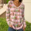 Lily | Pink & Green Christmas Gift V-Neck Tunic - Women