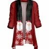 Lily | Red & Black Santa Snowflake Sidetail Longline Open Cardigan - Plus