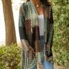 Lily | Brown & Turquoise Abstract Pocket Open Cardigan - Women