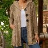 Lily | Beige Velvet Hooded Cardigan - Plus