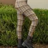 Lily | Beige & Gray Plaid Button-Accent Leggings - Plus