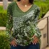 Lily | Olive & White Floral Polka Dot V-Neck Tunic - Plus