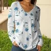 Lily | White & Blue Floral V-Neck Long-Sleeve Tunic - Plus