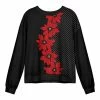 Lily | Black & Red Pin Dot Poinsettia Crewneck Sweater - Plus