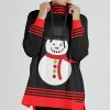 Lily | Black & Red Snowman Drawstring Funnel-Neck Tunic - Plus