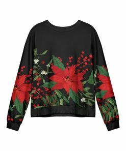 Lily | Black & Red Floral Crewneck Sweater - Women