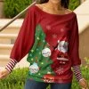 Lily | Red & White Santa Bishop-Sleeve Boatneck Sweater - Plus