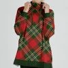 Lily | Red & Green Plaid Drawstring Funnel-Neck Tunic - Women