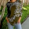 Lily | Brown & Gray Floral Crewneck Long-Sleeve Tunic - Plus