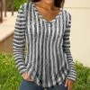 Lily | Light Gray Stripe V-Neck Long-Sleeve Tunic - Women & Plus