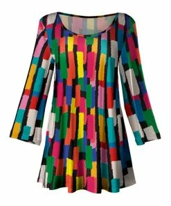 Lily | Black & Pink Abstract Scoop Neck Tunic - Women
