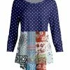 Lily | Navy & Red Polka Dot Abstract Curved-Hem Long-Sleeve Tunic - Women & Plus