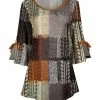 Lily | Gray & Rust Abstract Bow-Sleeve Scoop Neck Tunic - Women & Plus