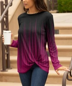 Lily | Black & Purple Abstract Tie-Hem V-Neck Tunic - Women