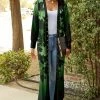 Lily | Green & Black Floral Snap-Up Duster - Women