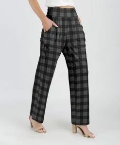 Lily | Black & Gray Plaid Pocket Straight-Leg Pants - Women & Plus