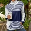 Lily | Navy & White Stripe Zip-Front Pullover - Plus