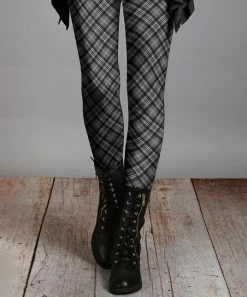 Lily | Gray & Black Plaid Leggings - Women