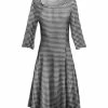 Lily | Black Houndstooth Boatneck Three-Quarter Sleeve Dress - Women & Plus