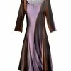 Lily | Lavender & Brown Abstract Boatneck Three-Quarter Sleeve Dress - Women