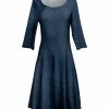 Lily | Heather Blue Boatneck Three-Quarter Sleeve Dress - Women & Plus