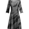 Lily | Gray & Black Abstract Boatneck Three-Quarter Sleeve Dress - Women & Plus