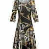 Lily | Black & Goldtone Status Boatneck Three-Quarter Sleeve Dress - Women & Plus
