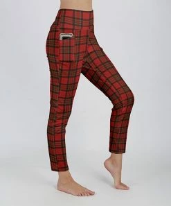 Lily | Red & Black Plaid Pocket Leggings - Plus