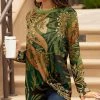 Lily | Green & Beige Floral Twist-Hem Tunic - Plus