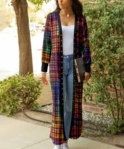 Lily | Black & Pink Plaid Duster - Women