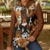 Lily | Brown & White Dogs Long-Sleeve Hoodie - Women & Plus